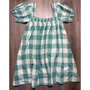 Green Gingham Smocked Mini Dress